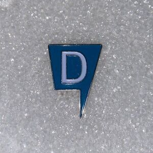 D Initial Enamel Teal Lapel Pin Silver Tone